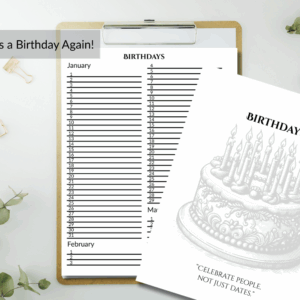 Birthday tracker pages