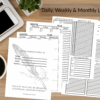 Monthly, weekly, daily planner pages